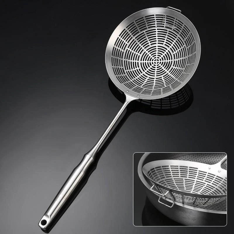 304不锈钢 漏勺家用大号食品级油炸漏网捞面饺子沥水笊篱长柄捞勺