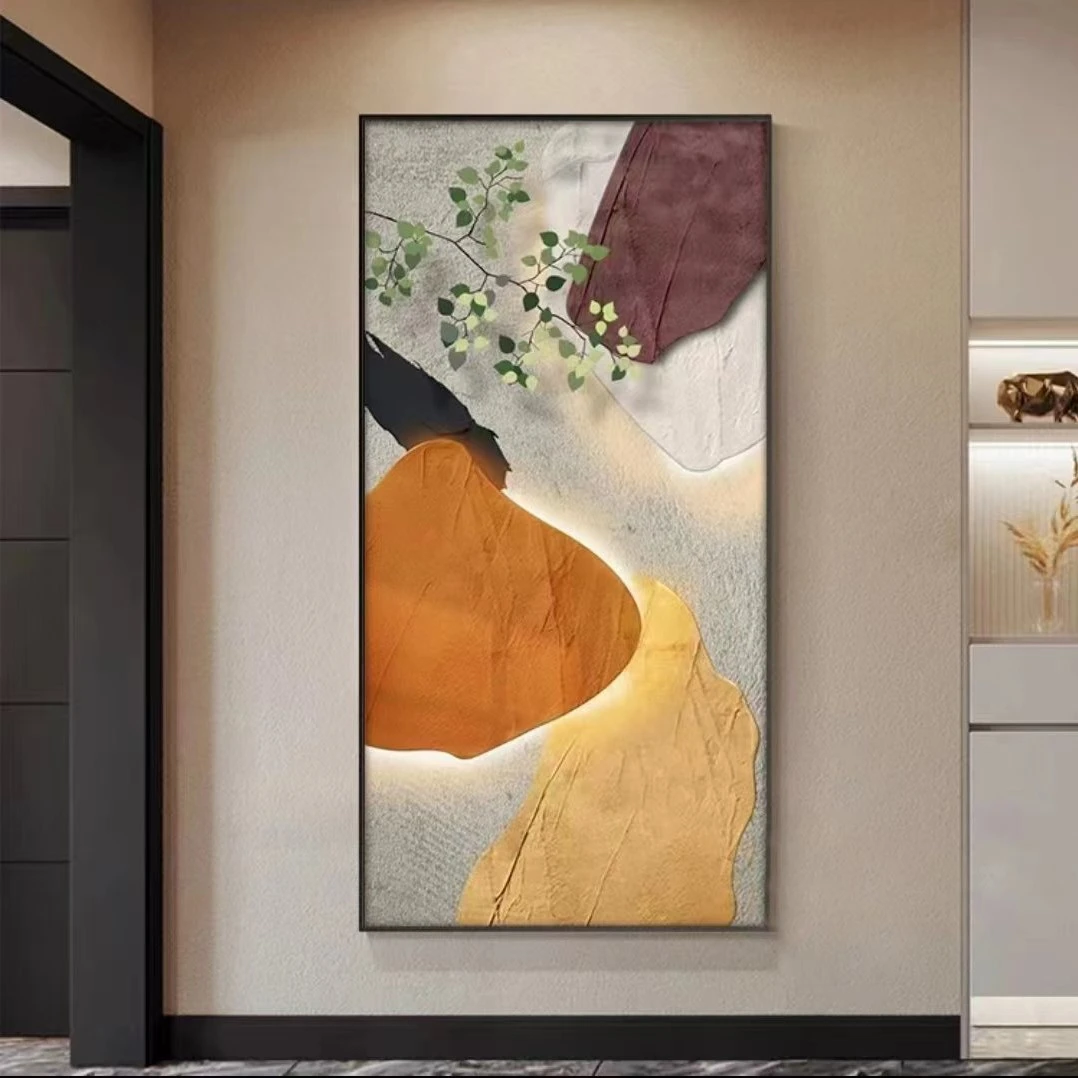 水沐五彩石时来运转奶油风入户玄关画走廊端景沙发背景装饰画抽象