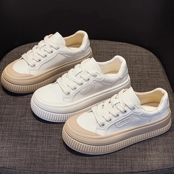 网红厚底小白鞋子女2024春秋新款韩版百搭饼干鞋爆款运动休闲板鞋