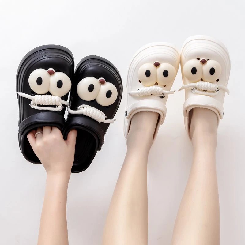 新款EVA厚底洞洞鞋女夏季ins时尚外穿踩屎感增高沙滩防滑凉拖鞋女