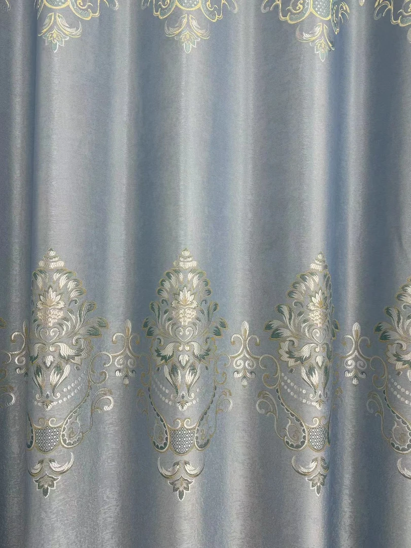 新款欧花雪花绒窗帘+蓝色