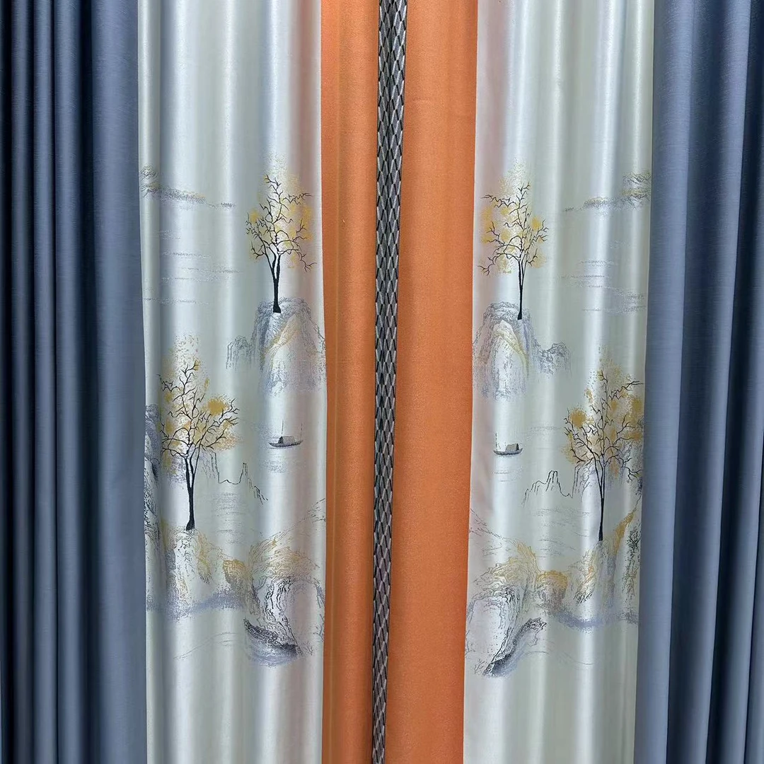 新款金山银山精密无缝拼接高端窗帘