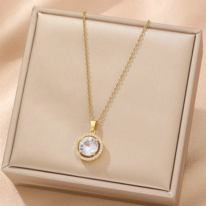 钛钢项链 新款气质简约圈圈吊坠轻奢百搭经典时尚坠链3036