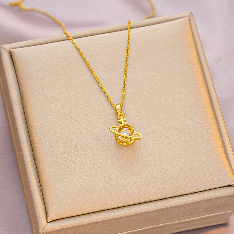 钛钢项链 宇宙星球时尚百搭精致灵动坠链小众设计感气质项链3067