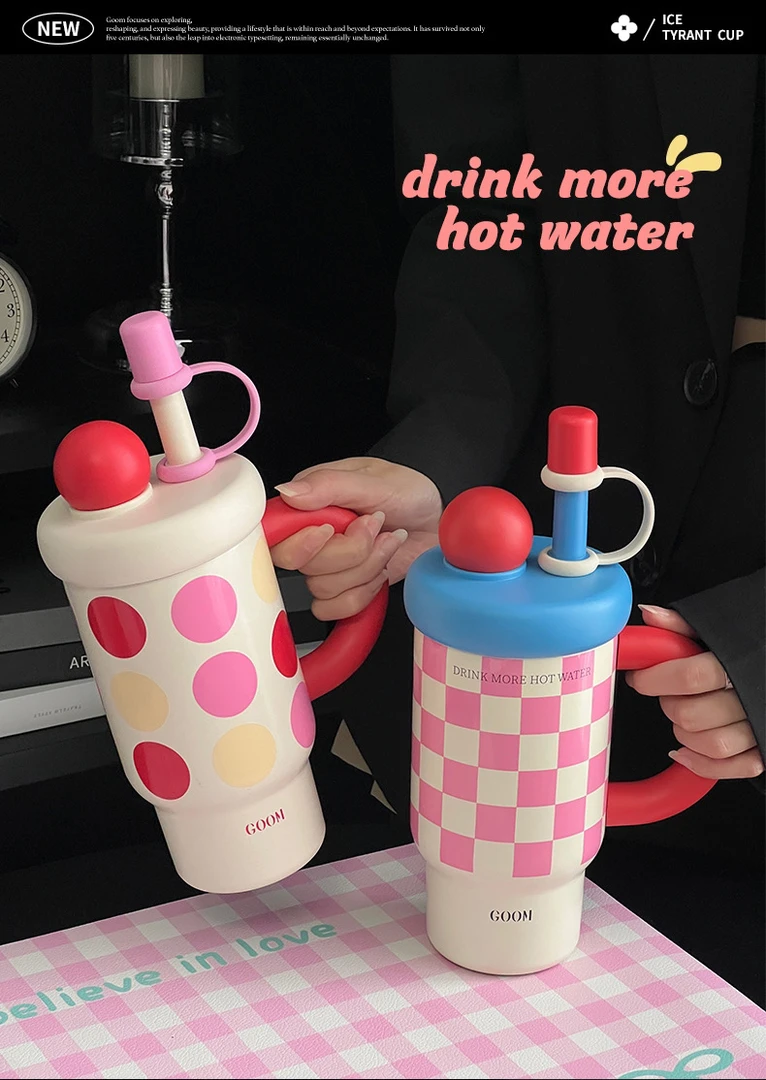 GOOM巨无霸保温杯水杯女士女生学生新款高颜值大容量水壶吸管杯子