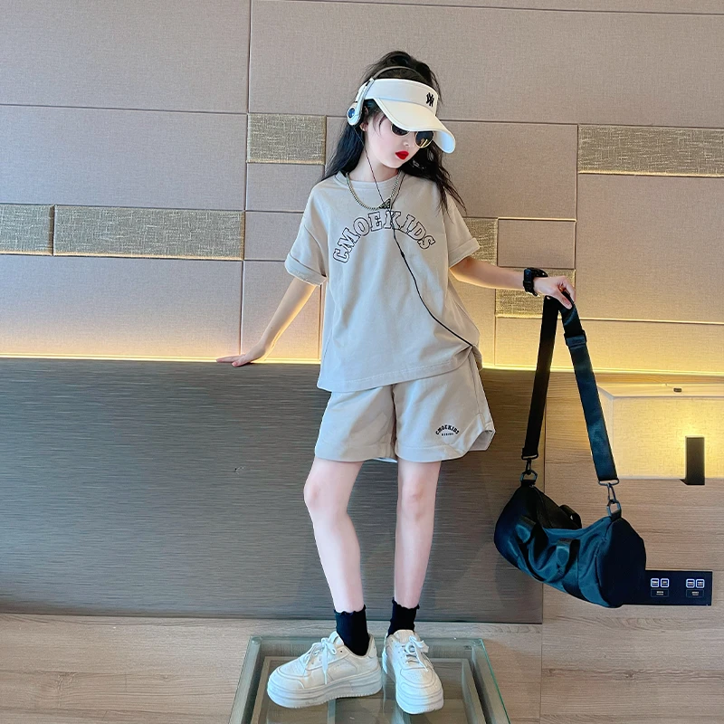 女童短裤套装夏款网红新款儿童韩版12岁短袖女大童运动夏装两件套