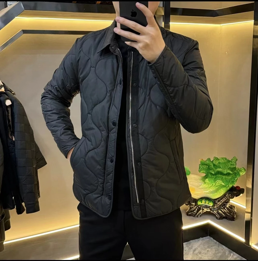 23133男士秋冬新品翻领扎线薄棉夹克外套高品质时尚百搭休闲