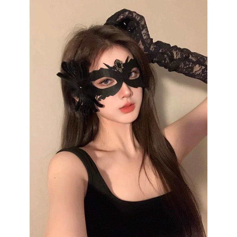 首闻黑色花朵面具假面舞会装扮道具晚会神秘半脸面具眼罩化妆之夜