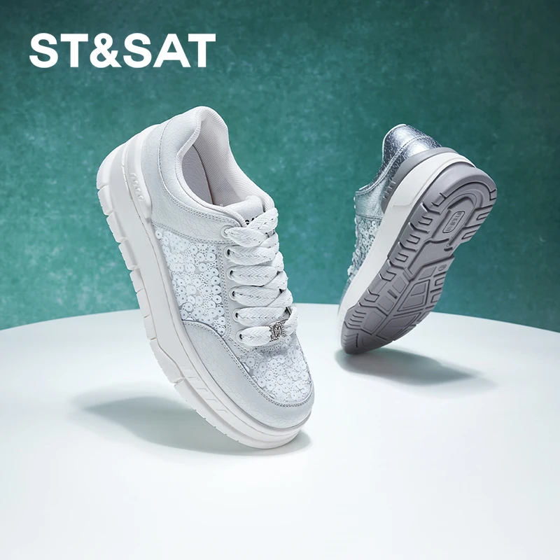 St&Sat/星期六24秋季新厚底增高百搭时尚通勤休闲板鞋SSC3112044