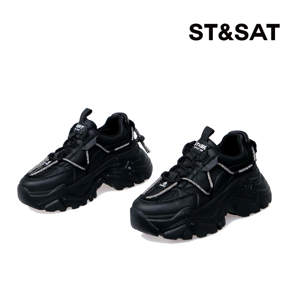 St&Sat/星期六休闲厚底运动鞋时尚百搭黑色圆头纯色SS31112475