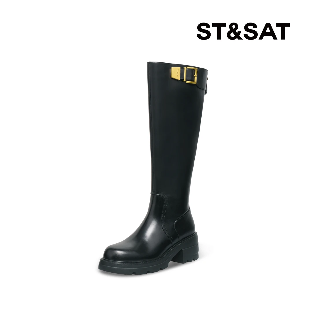 【伯爵系列】星期六2023冬季新款马鞍靴厚底高筒骑士靴SS34117R04