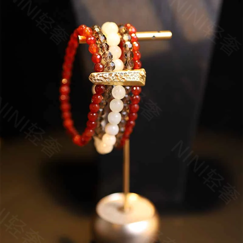 非金属合成锆石手链 国风中古美拉德色手链