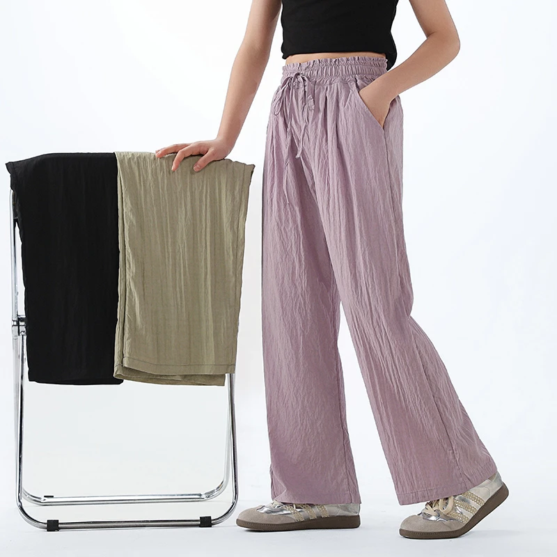 胖女童防蚊裤夏季显瘦宽松直筒裤薄款加大码新款高腰裤初中学生装