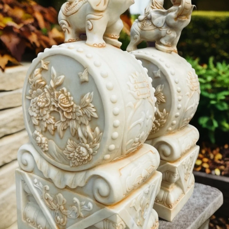 仿古做旧貔貅大象门墩高80厘米雕刻精湛招财守财庭院摆件