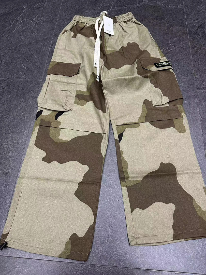 D4D三色“迷彩”松紧腰直筒裤