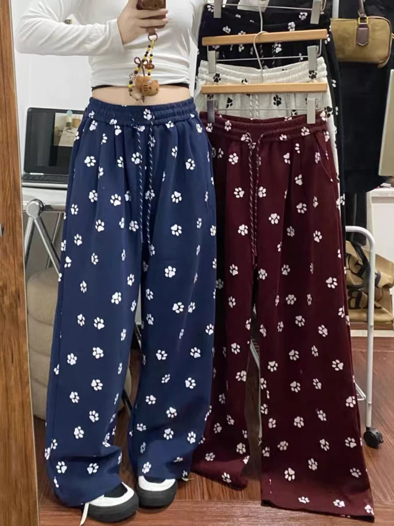 A20-3两色“爪印”松紧腰直筒裤（6809）