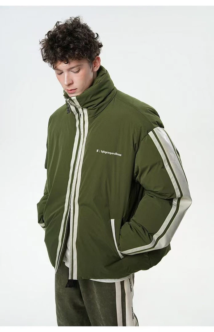 A1D三色“条纹拉链”棉服外套上衣（5502）