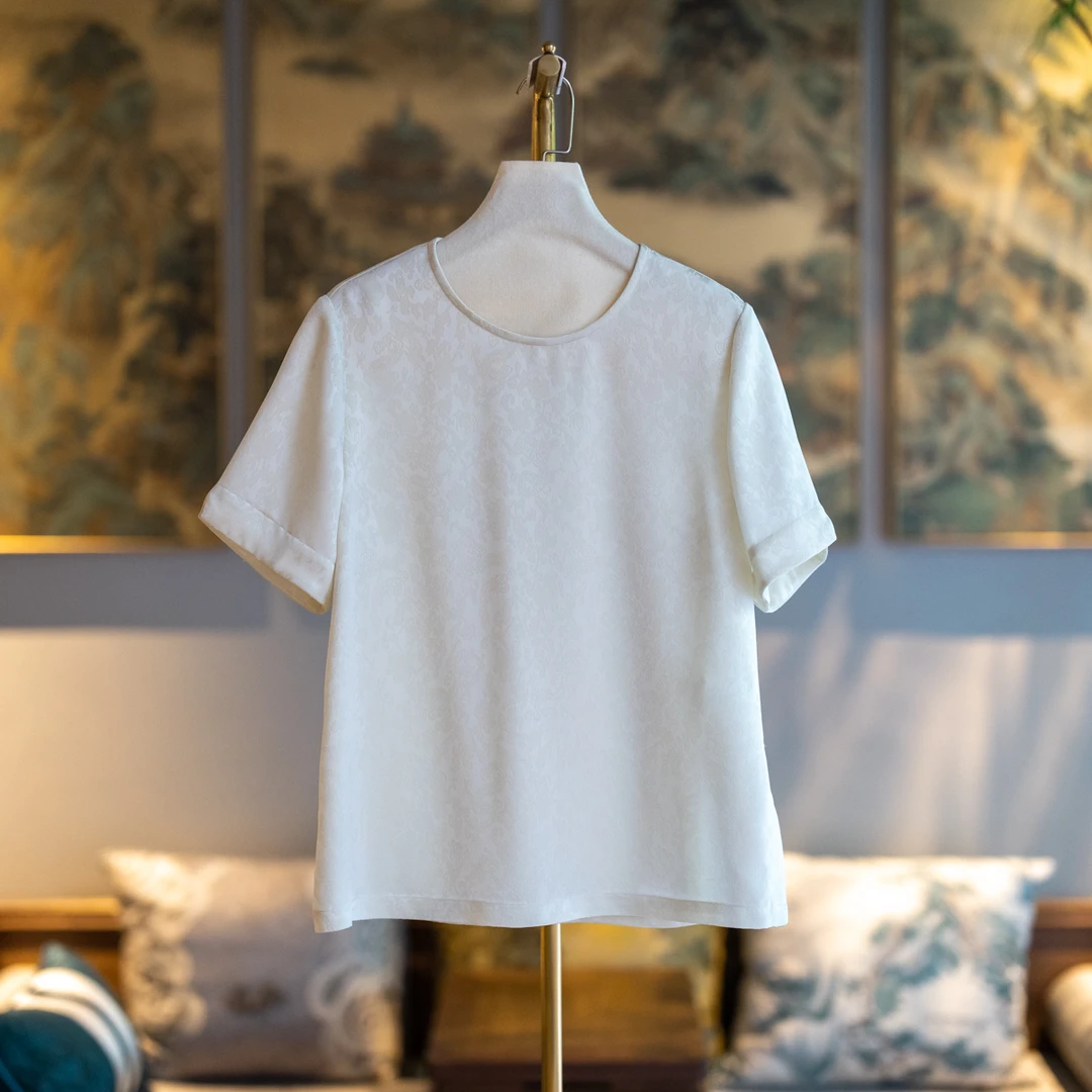 蓝大【泽露】醋酸短袖上衣6542