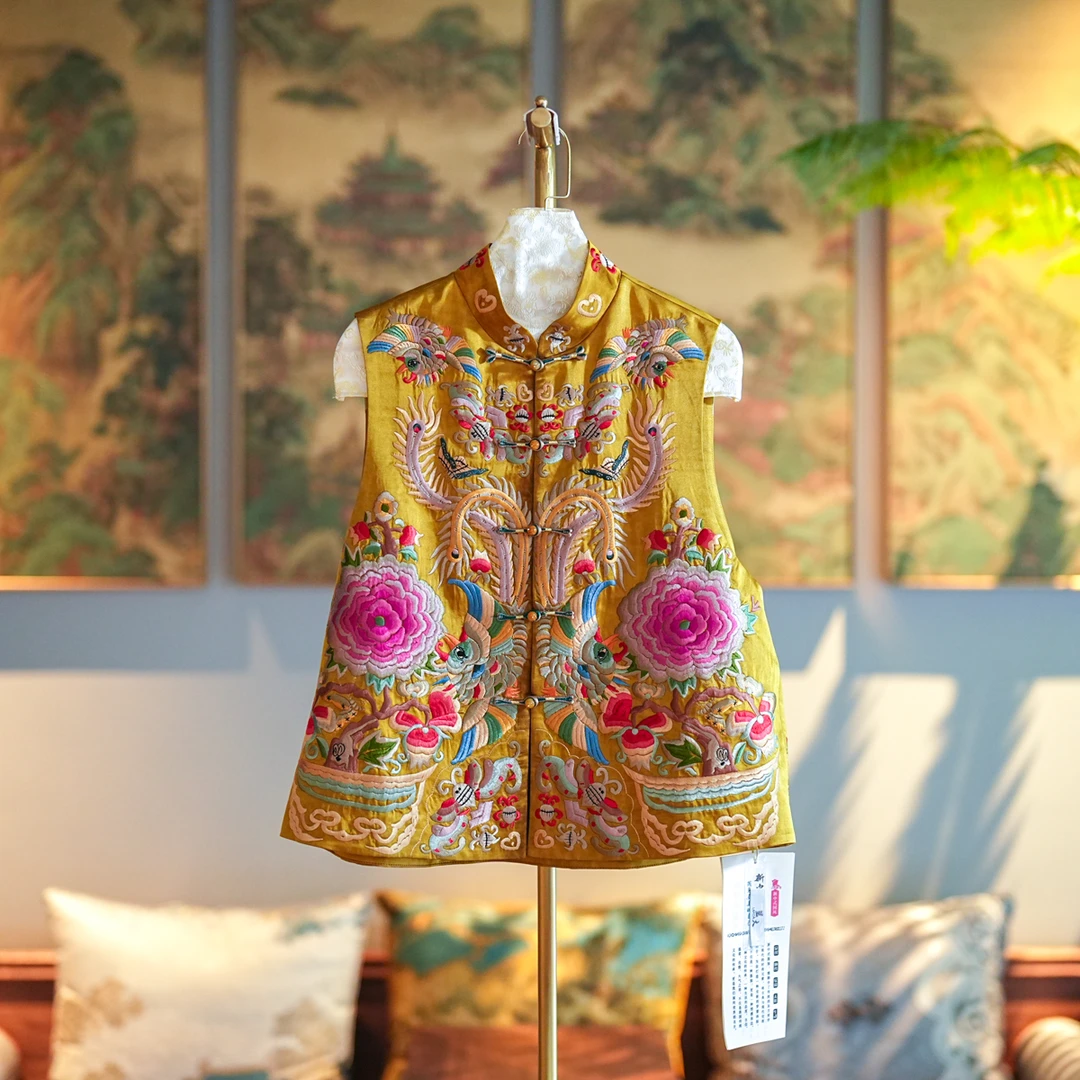 蓝大【原野】桑蚕丝新中式刺绣马甲6681高端品牌女装