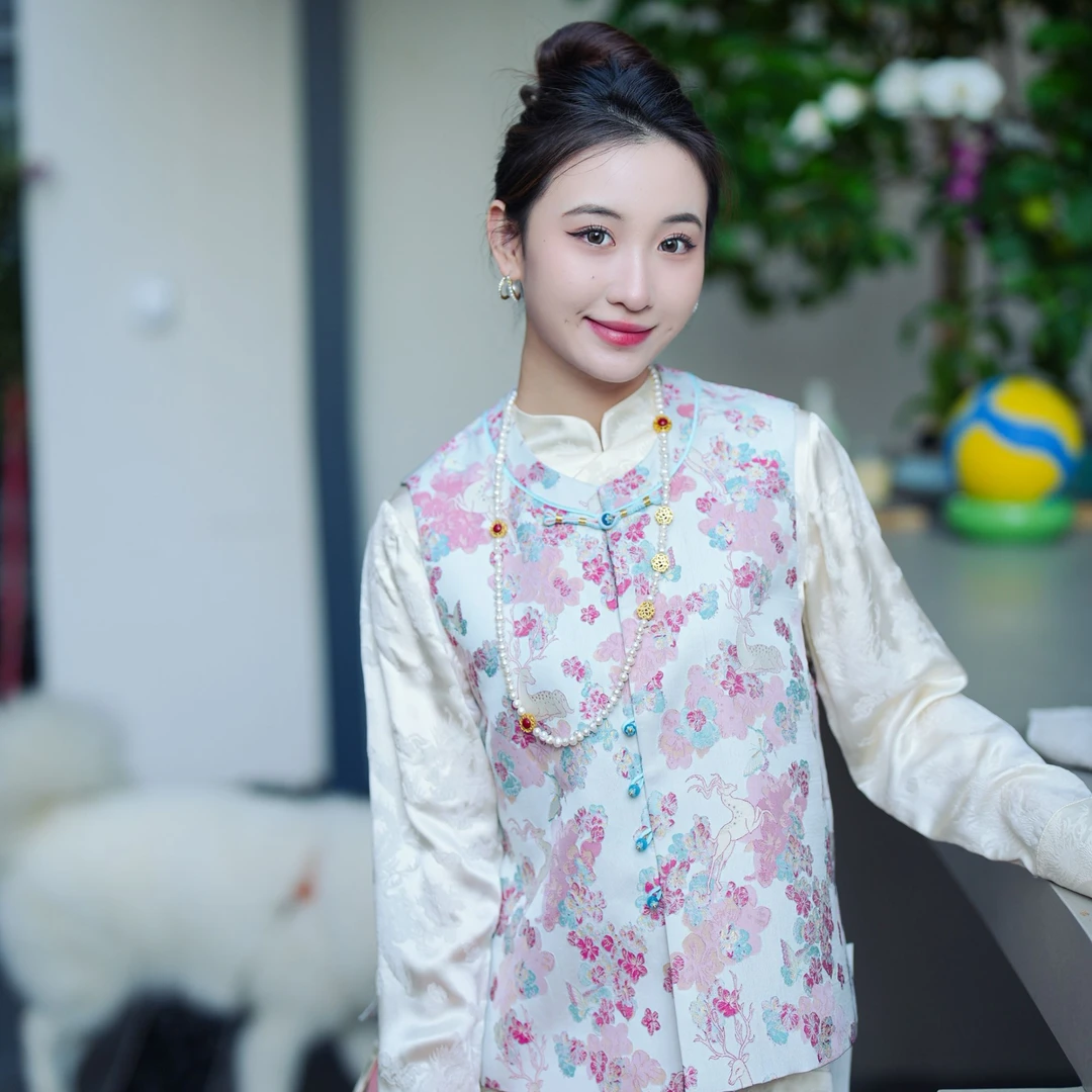 蓝大【阡陌】桑蚕丝新中式马甲6393