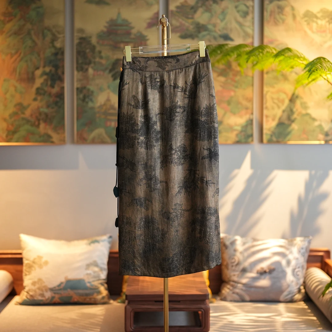 蓝大【幻露】醋酸半身裙9982