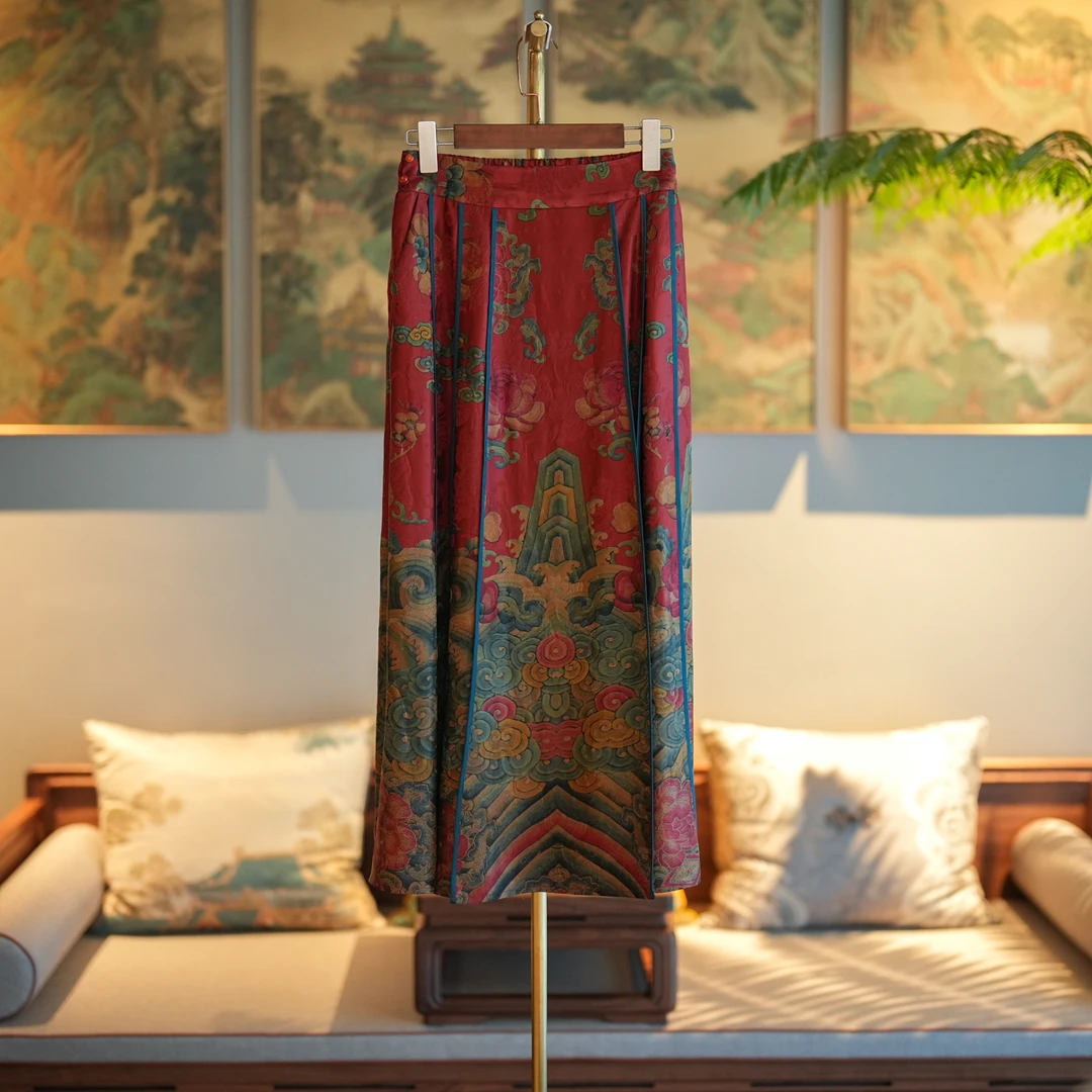 蓝大【卿云】新中式桑蚕丝国风马面裙6924