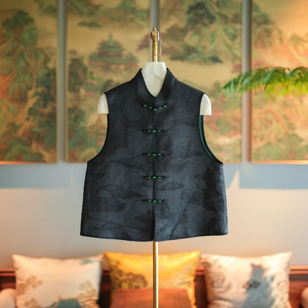 蓝大【锦绣】新中式国风桑蚕丝马甲6927