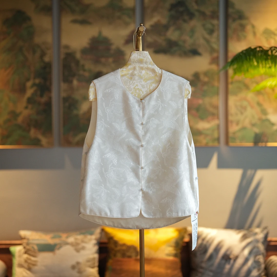 蓝大【碎冰冰】桑蚕丝简约马甲6617