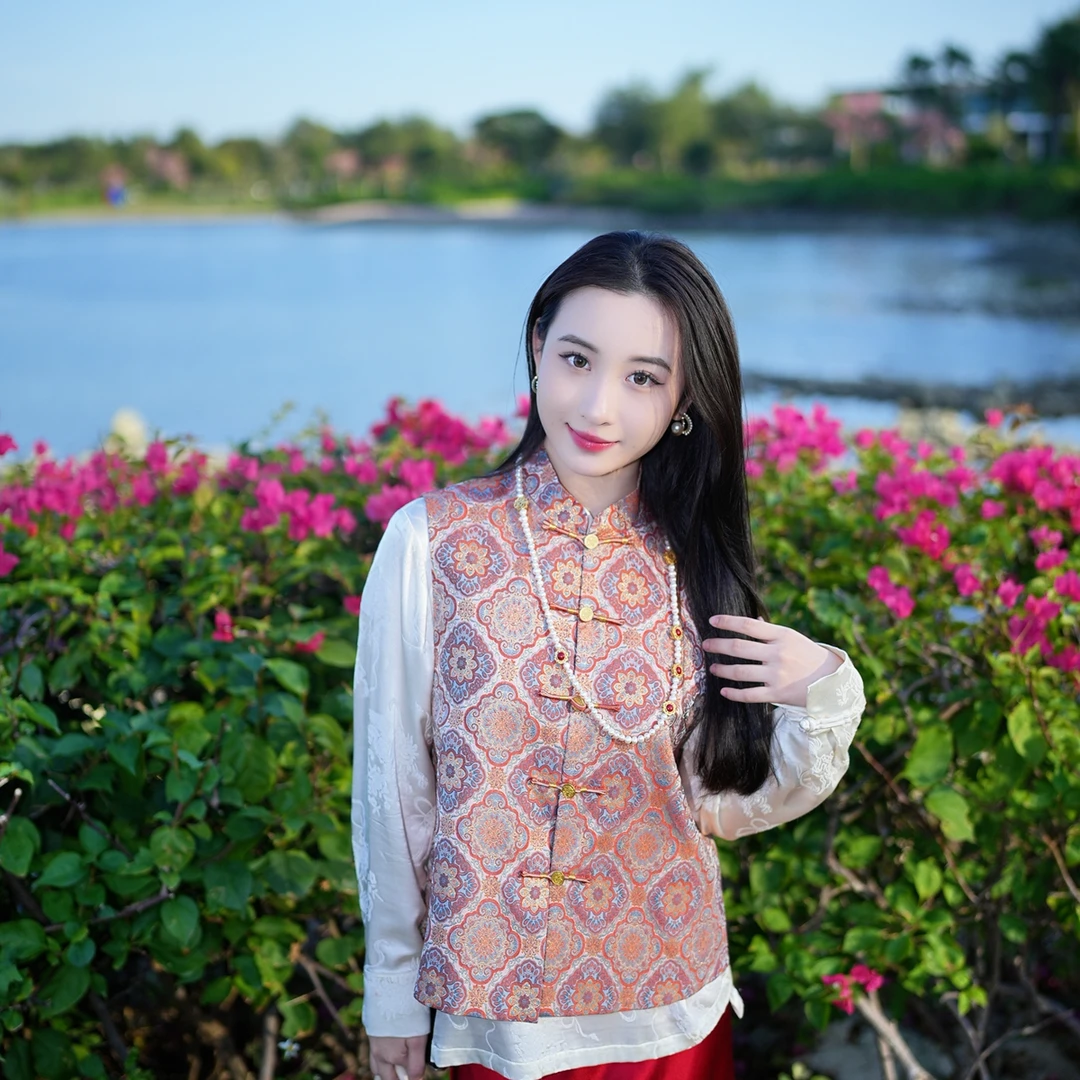 蓝大【茜超】新中式桑蚕丝马甲9922