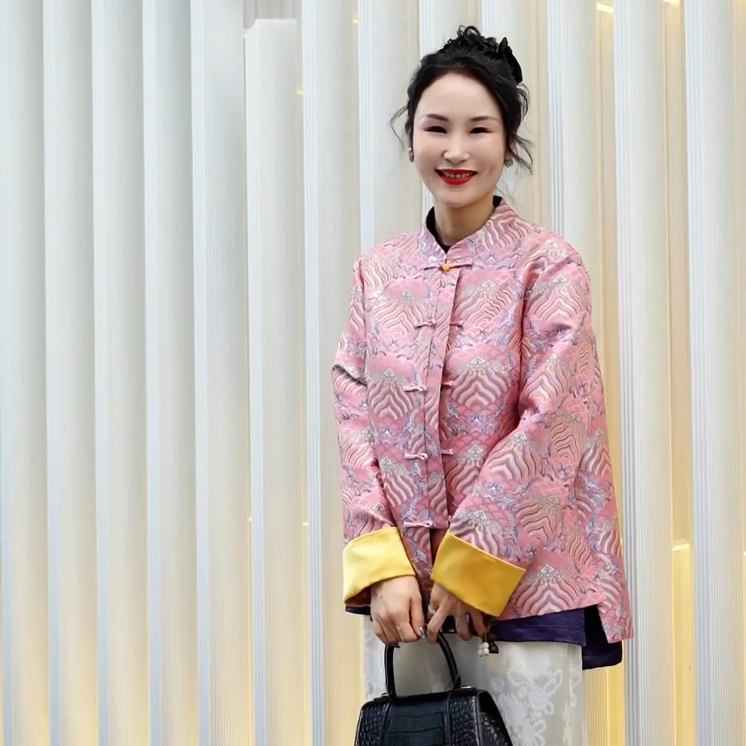 蓝大【海棠】桑蚕丝外套9501上衣女外套轻奢高端女装