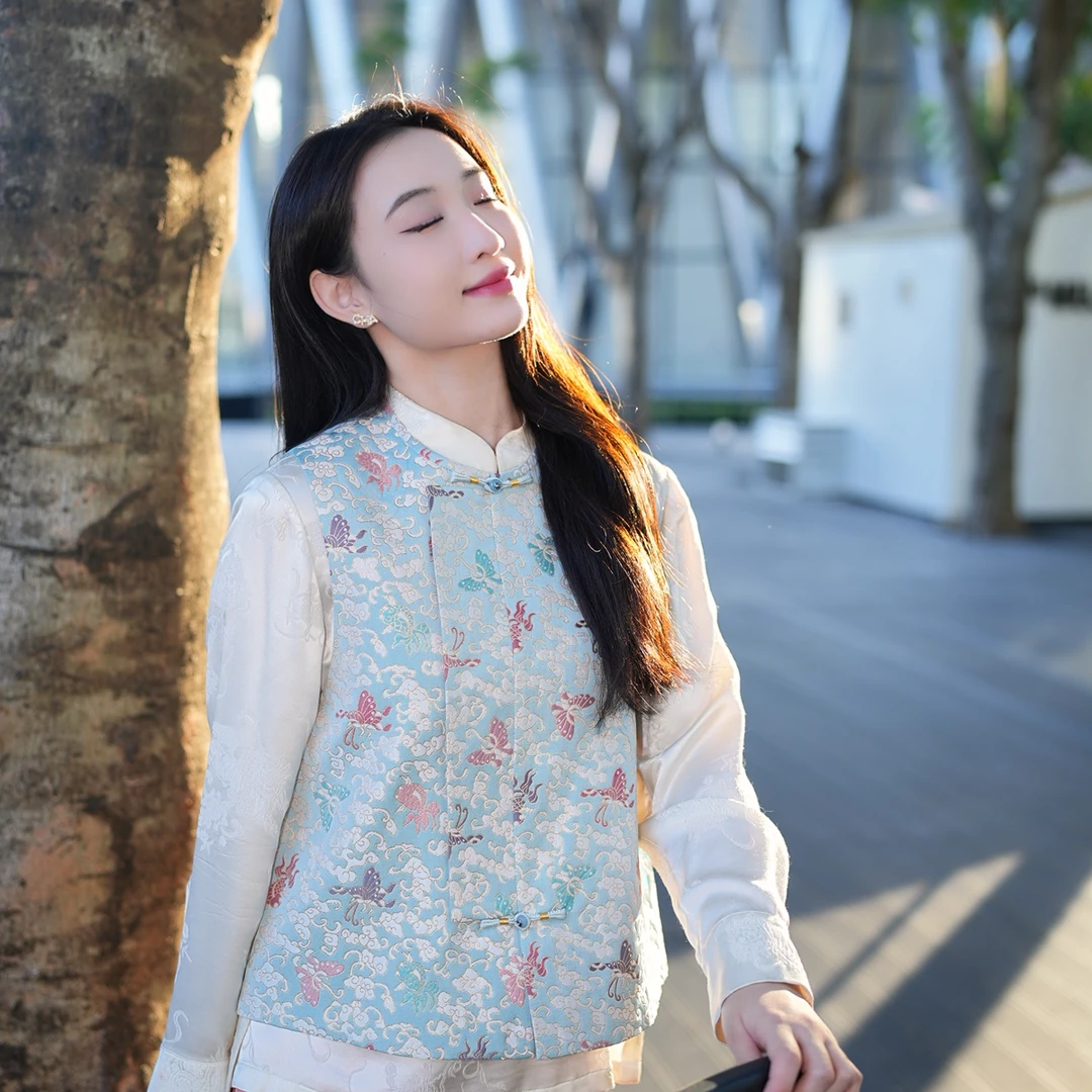 蓝大【析木】桑蚕丝马甲9734