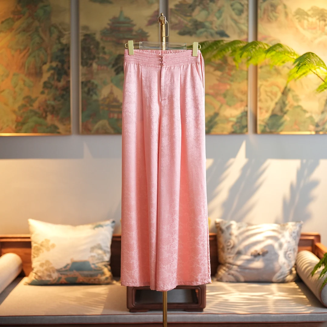 蓝大【仙缘】桑蚕丝休闲直筒裤6014高腰