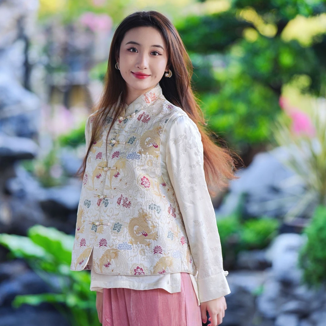 蓝大【与里】新中式桑蚕丝马甲7162