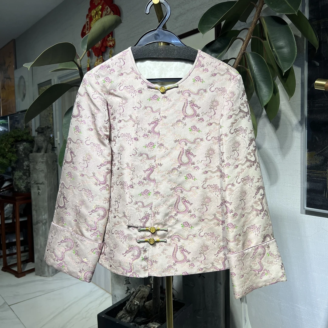 蓝大【十里蔷薇】桑蚕丝宽松休闲外套9834