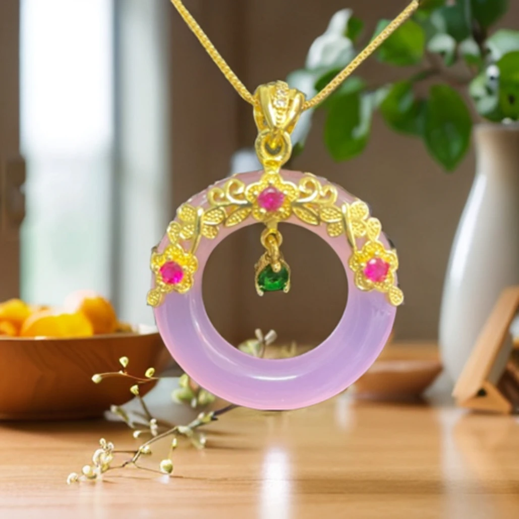 美芯珠宝推荐一代经典粉紫甜甜圈赠证书礼盒T108