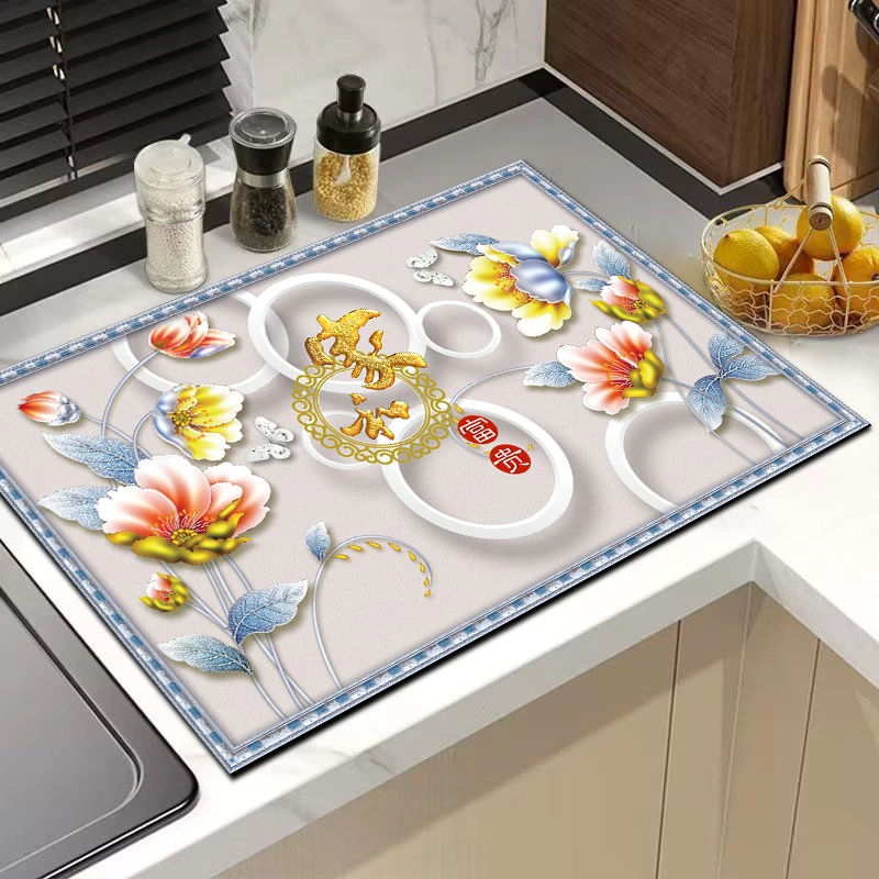 厨房沥水垫吸水吸油速干加厚台面垫餐盘碗筷水槽刷洗置物干燥垫子