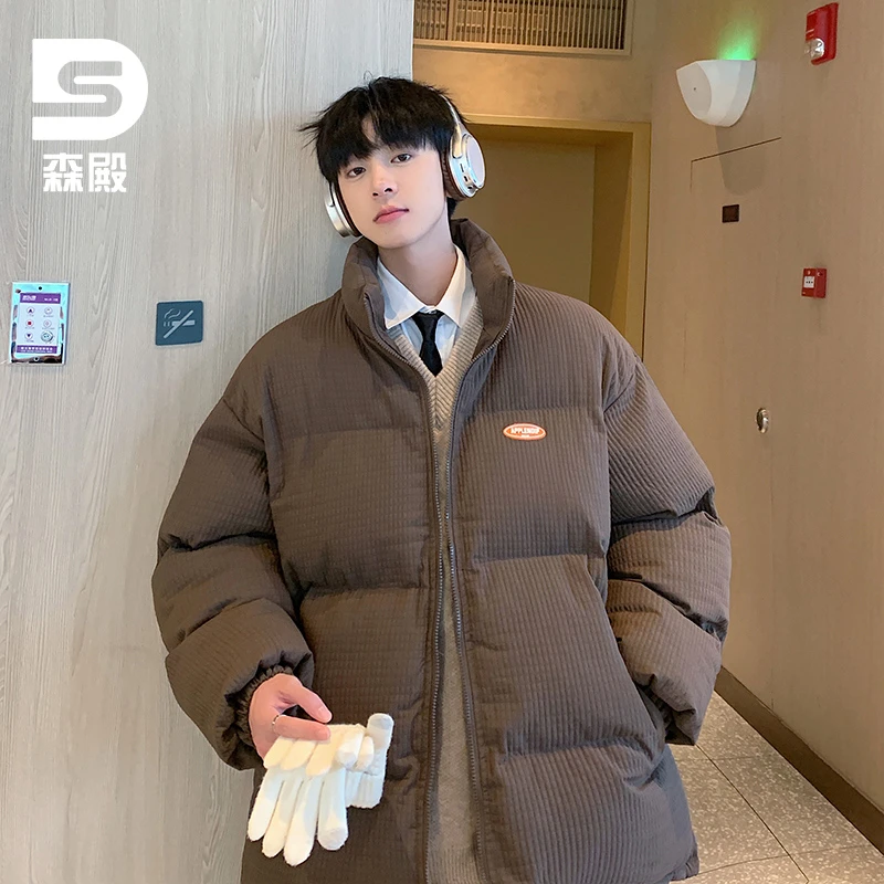 Sendian【森殿】港风潮流2024新款韩版ins玉米格子面包服男士外套