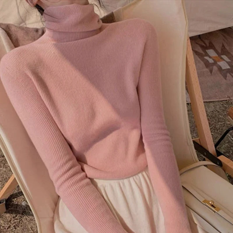 （直播高领软糯毛衣）温柔糯叽叽高级感洋气百搭纯色套头毛衣L