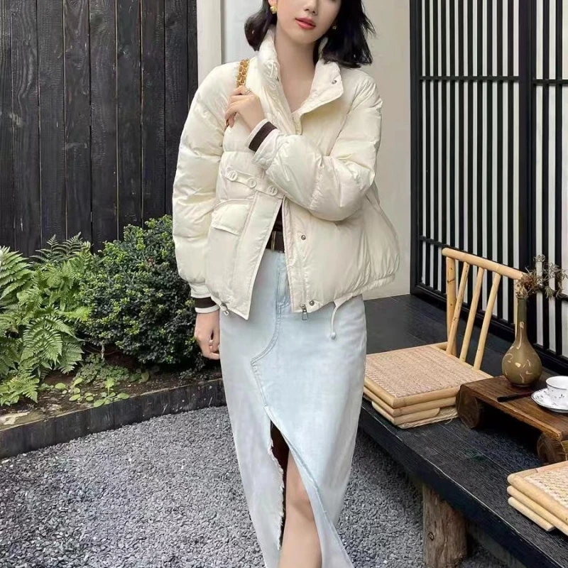 (三粒扣时尚羽绒服)A046韩版短款立领宽松休闲面包服外套G