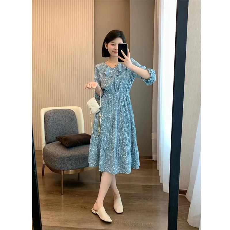 (印花气质显瘦连衣裙)新款夏季时尚法式轻奢碎花连衣裙G