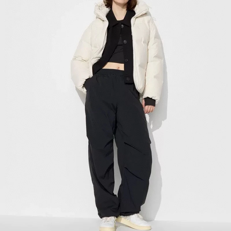 (衣兮加绒降落伞裤)470732秋冬松紧腰可束脚加绒保暖休闲长裤W