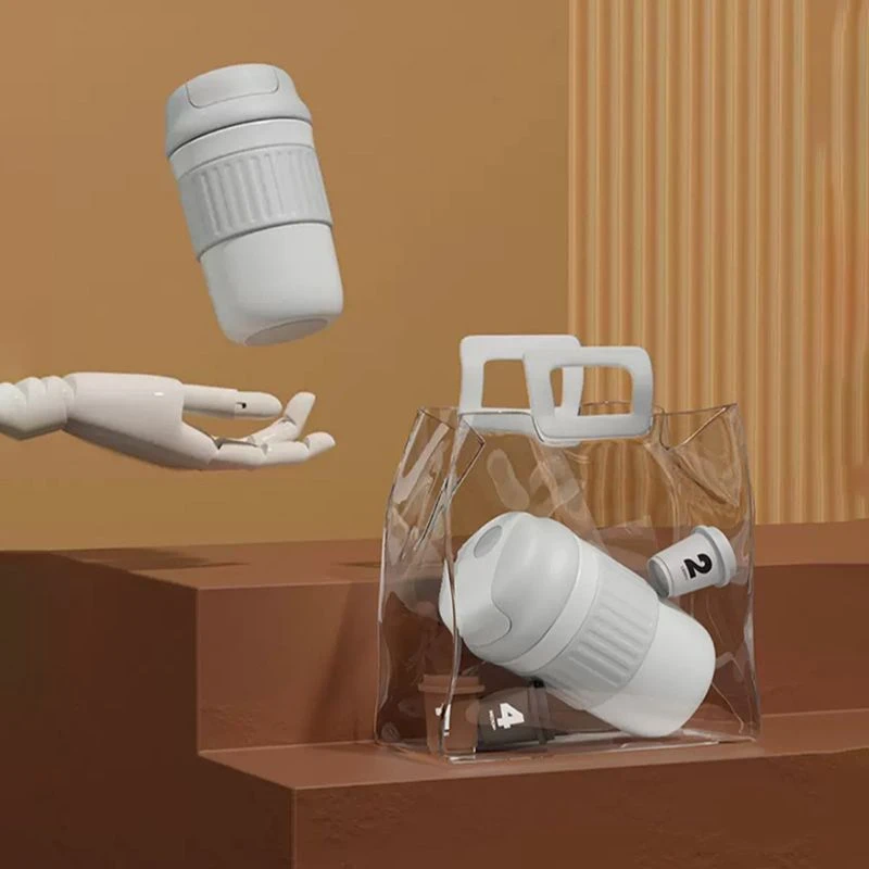 （随行咖啡杯）多功能简约马卡龙色便携式保温杯随行带盖咖啡杯W