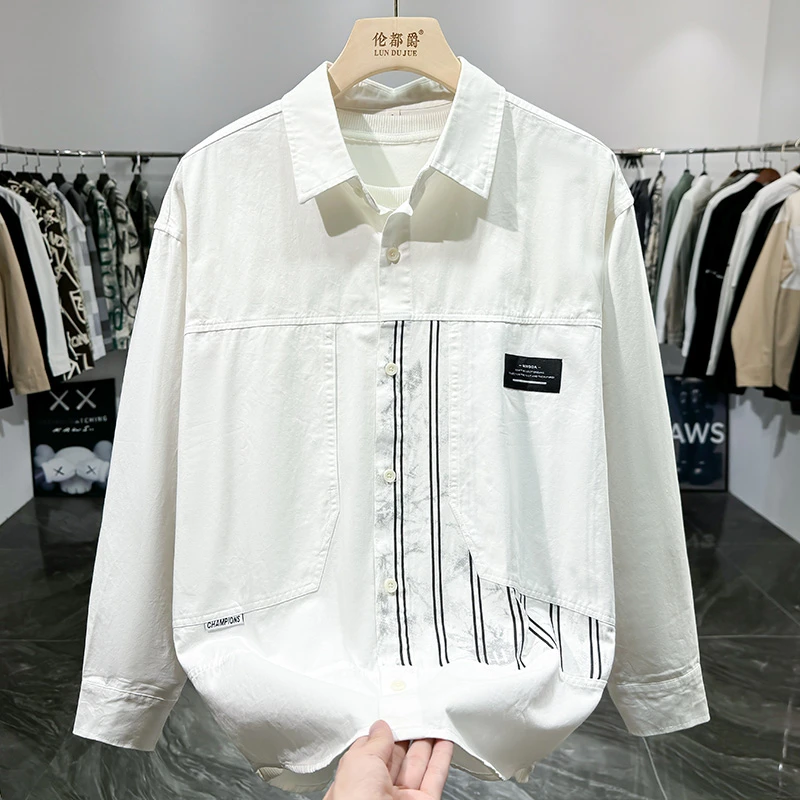 欧货轻奢潮牌新款秋季长袖衬衫男高级感休闲青年痞帅长袖衬衣男士