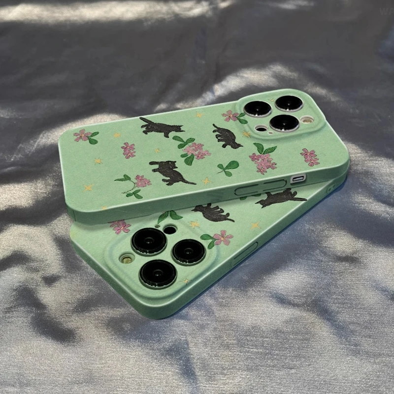 玫瑰猫咪苹果16promax手机壳iPhone15双层14Pro菲林13Plus