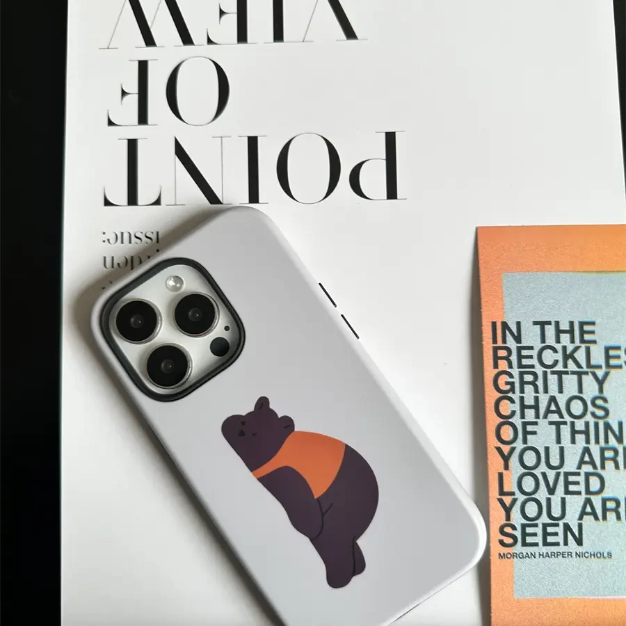 简约趴趴小熊菲林二合一适用苹果16/15promax手机壳14/13保护套12