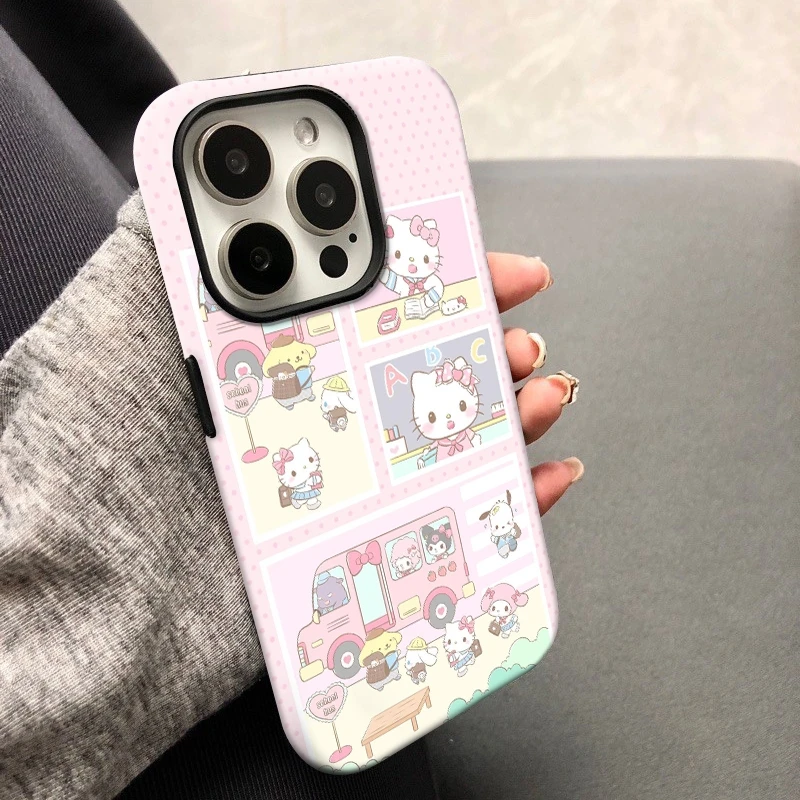 巴士KT兔双层菲林壳二合一适用于苹果16手机壳爱心ins卡通少女