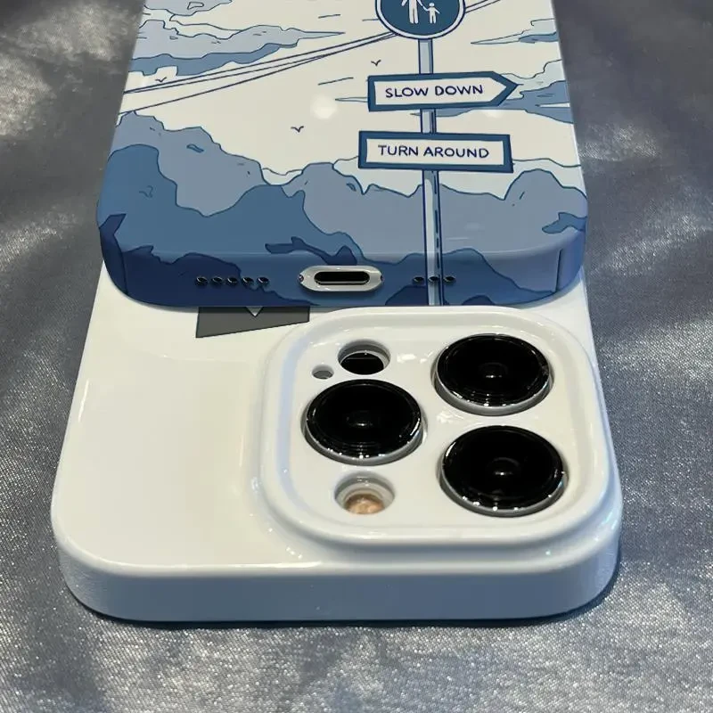 风景路标适用苹果16promax手机壳iPhone15双层14Pro菲林