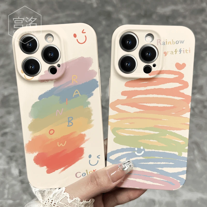 涂鸦笑脸情侣款适用于苹果16promax15iPhone14Pro13华为菲林壳12