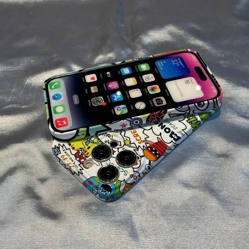 涂鸦怪兽适用苹果16promax手机壳iPhone15双层14Pro菲林