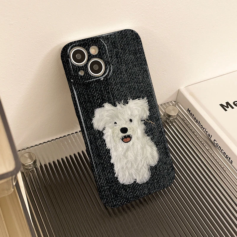 毛线狗狗苹果16promax手机壳iPhone15双层14Pro菲林13Plus